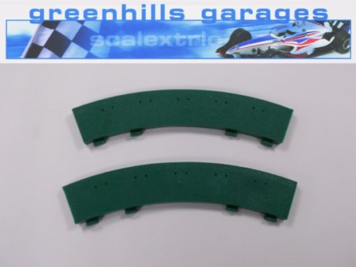 Greenhills Scalextric Curved Green Outer Borders x 2 - Used - ACC3102