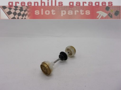 Greenhills Scalextric Maserati MC12 Rear Axle + Wheels Gold- Used- P7772**