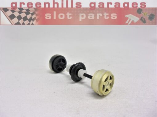 Greenhills Scalextric Subaru Impreza 1st Generation 5 Spoke Wheel Rear Axle+Wheels -NEW- P8429** - Image 2