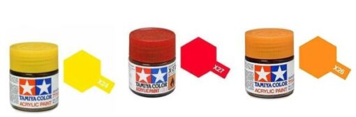 Greenhills Tamiya Acrylic Paint Pack - Clear Orange X26 + Clear Red X27 + Clear Yellow X24 - PP8