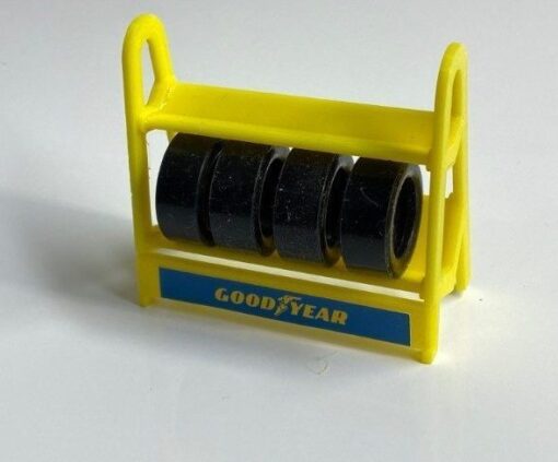 Greenhills Slot Car Tyre Rack with 4 x Tyres in Yellow - NEW - G2072 - Image 2