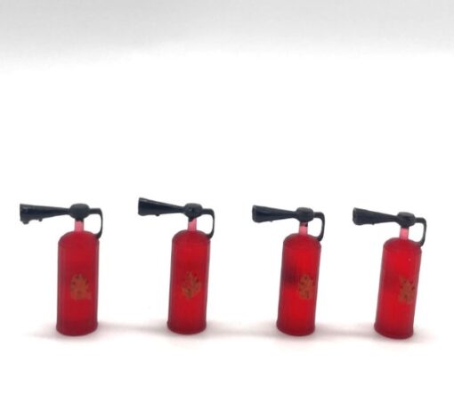 Greenhills Set of 4 x Red Painted Fire Extinguishers 1.32 Scale - NEW - GP73