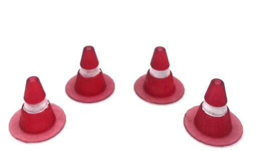 Greenhills Red & White Marker Cones x 4 Carrera & Scalextric Compatible - 1.32 Scale - NEW GP75