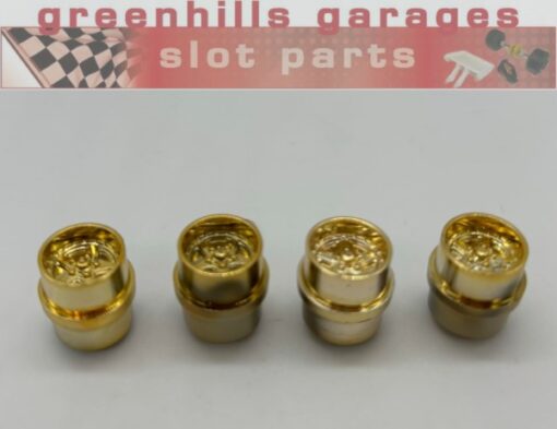 Greenhills Scalextric Rover 3500 / Porsche 935 Gold Wheels x 4 - NEW - P10171