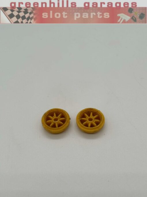 Greenhills Scalextric Formula Junior Yellow Open Hub Wheel Pair - Used - P4289