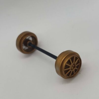 Greenhills Scalextric Subaru Impreza No.7 C2531 Gold Front Axle & Wheels - Used - P10422